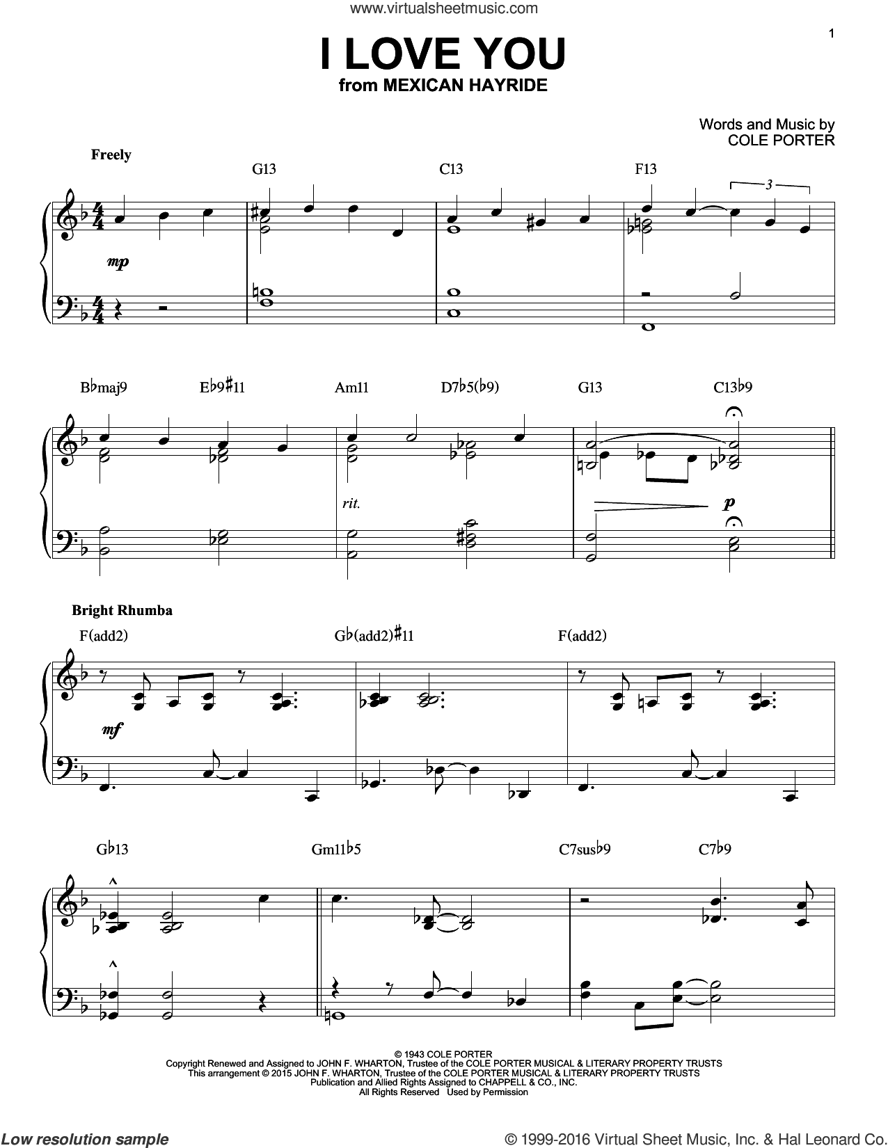 I Love You [Jazz version] (arr. Brent Edstrom)