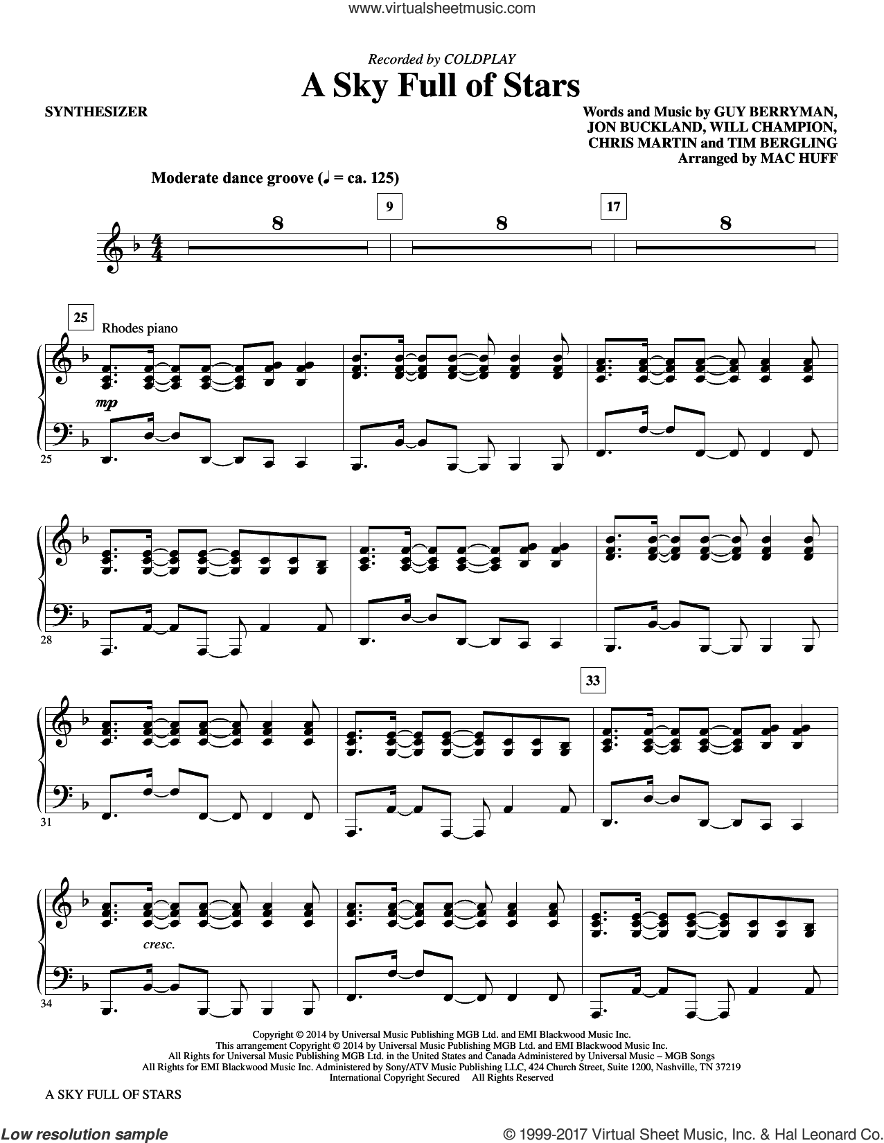 A Sky Full of Stars (arr. Mac Huff) (complete set of parts)