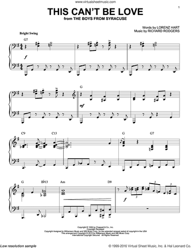 This Can't Be Love [Jazz version] (arr. Brent Edstrom)