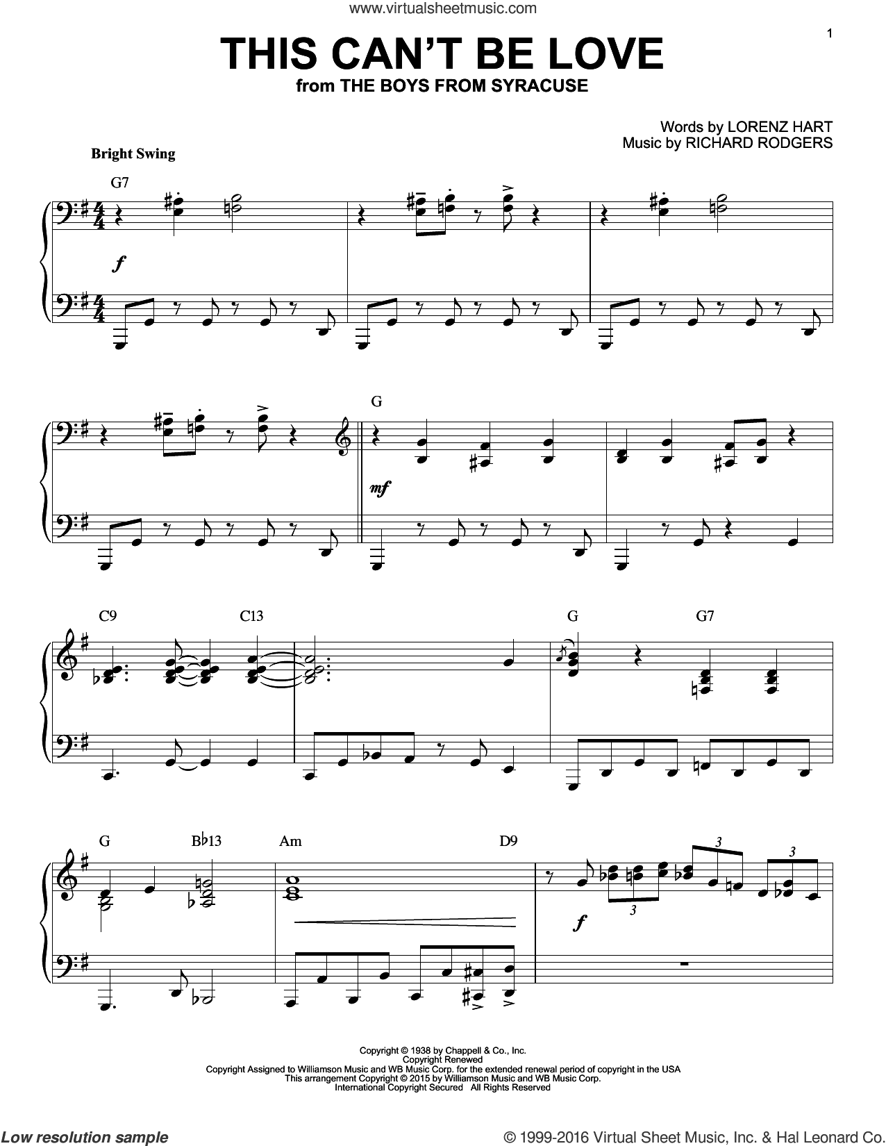 This Can't Be Love [Jazz version] (arr. Brent Edstrom)
