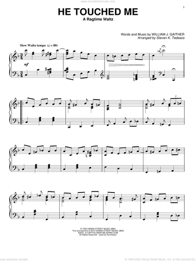 He Touched Me (arr. Steven K. Tedesco) [Ragtime version]