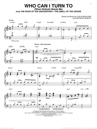 Who Can I Turn To (When Nobody Needs Me) [Jazz version] (arr. Brent Edstrom)