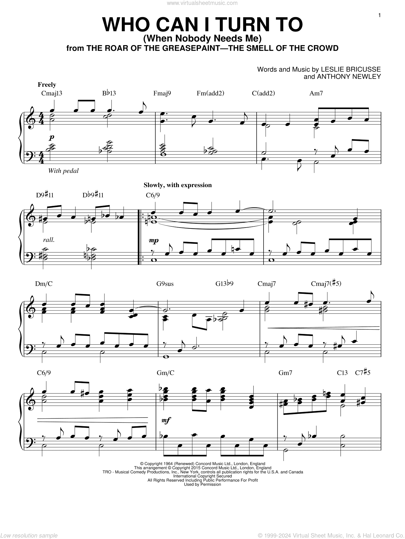 Who Can I Turn To (When Nobody Needs Me) [Jazz version] (arr. Brent Edstrom)