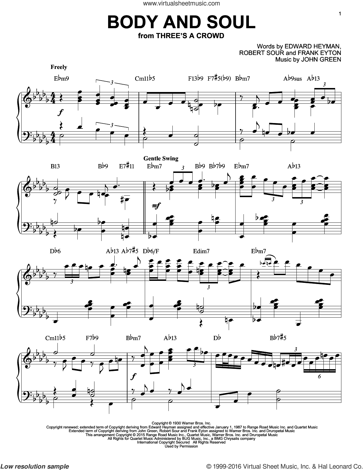 Body And Soul [Jazz version] (arr. Brent Edstrom)