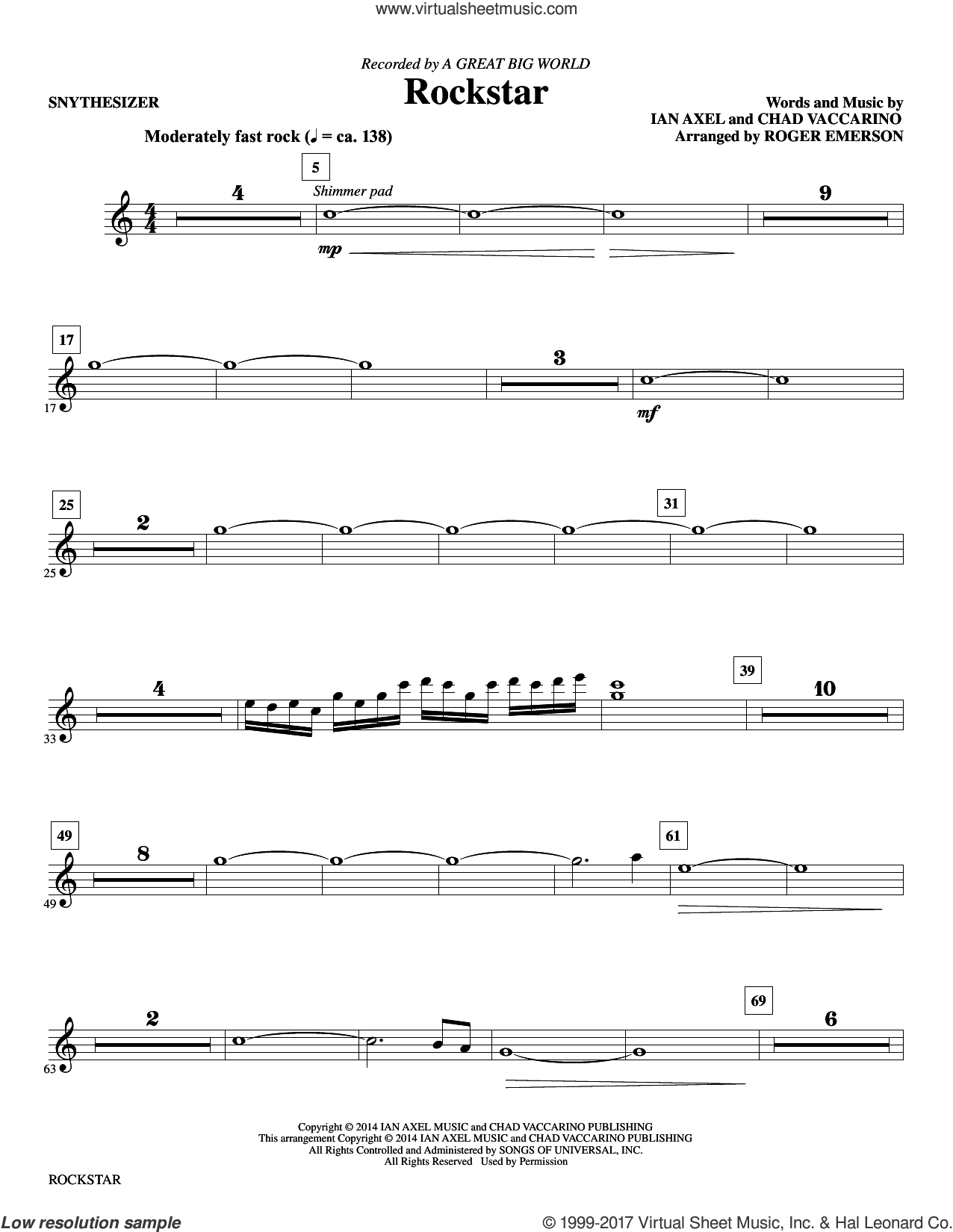 Rockstar (arr. Roger Emerson) (complete set of parts)
