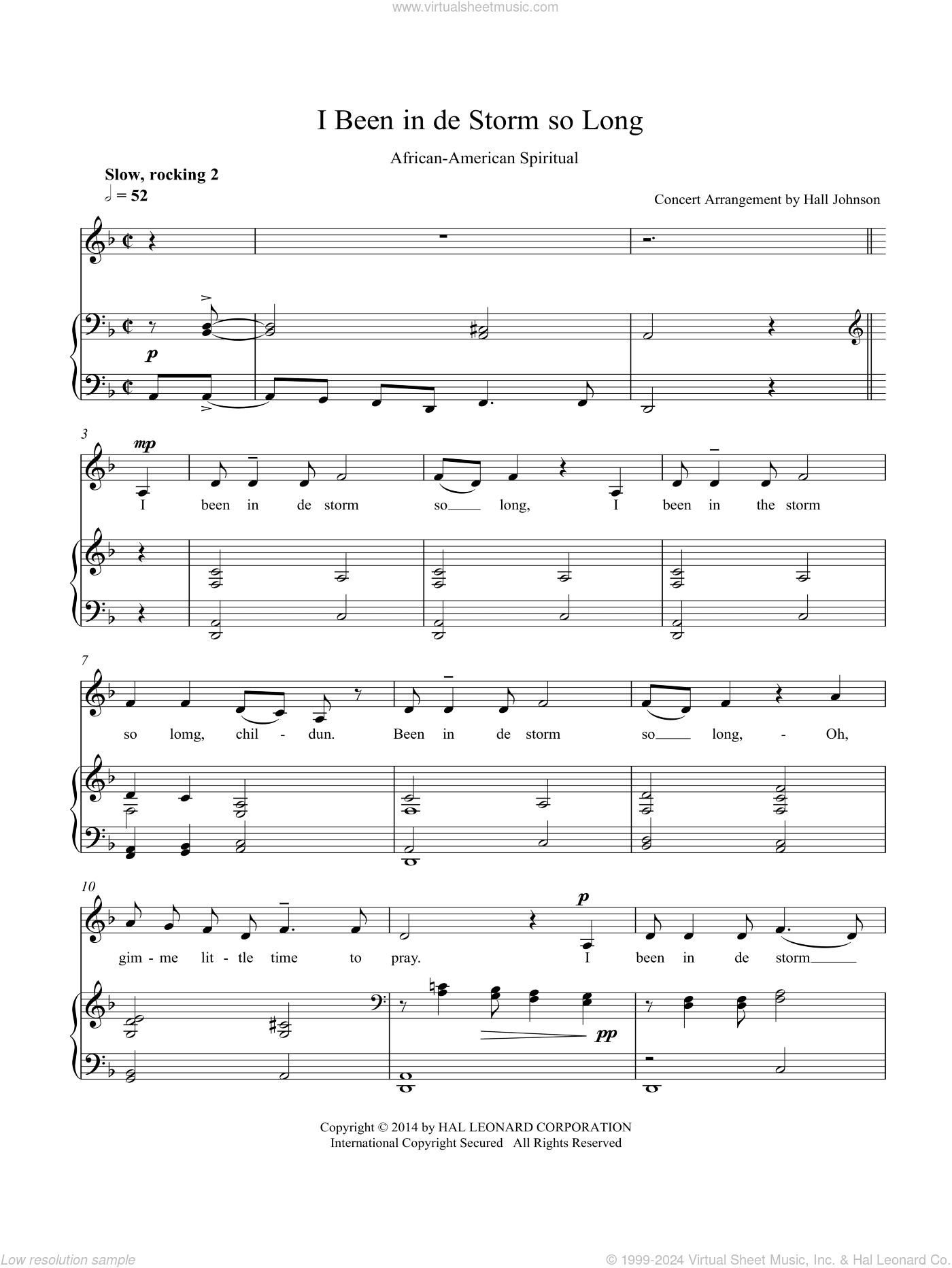 I Been in de Storm So Long (D minor)