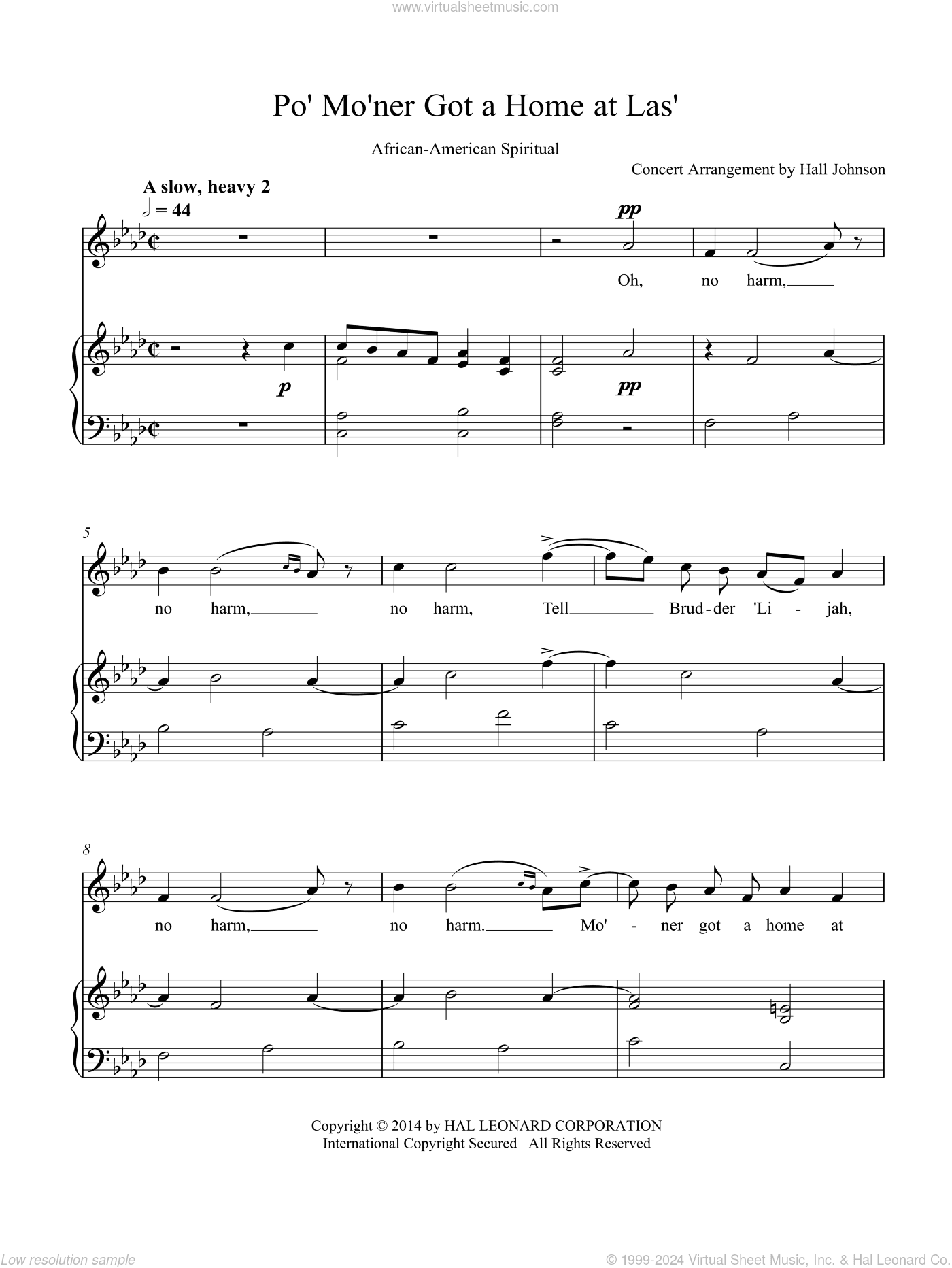 Po' Mo'ner Got a Home at Las' (F minor)