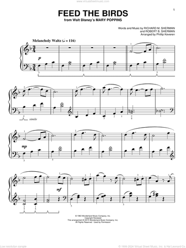 Feed The Birds (Tuppence A Bag) [Classical version] (from Mary Poppins) (arr. Phillip Keveren)