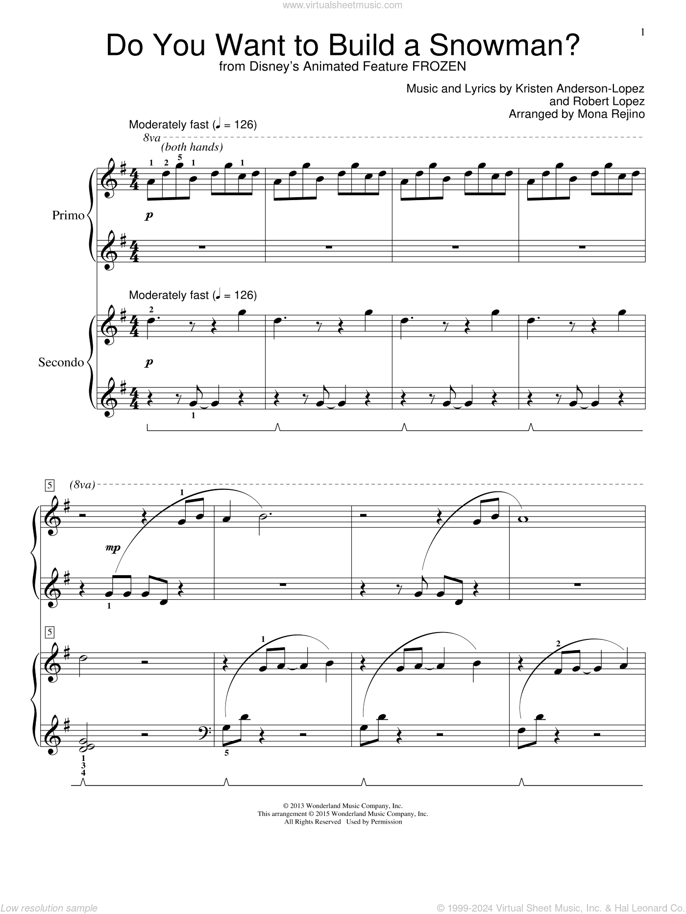 Do You Want To Build A Snowman? (from Frozen) (arr. Mona Rejino)