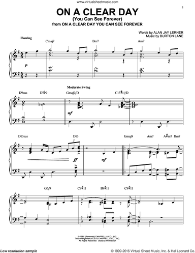 On A Clear Day (You Can See Forever) [Jazz version] (arr. Brent Edstrom)