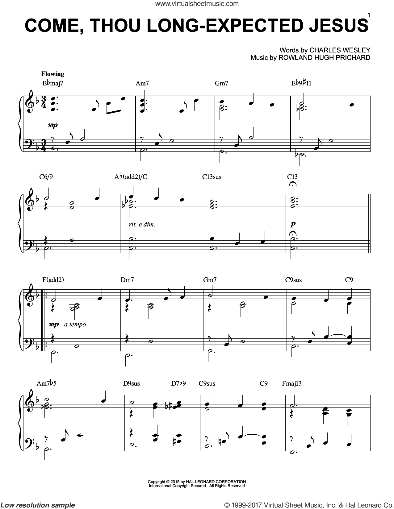 Come, Thou Long-Expected Jesus [Jazz version] (arr. Brent Edstrom)