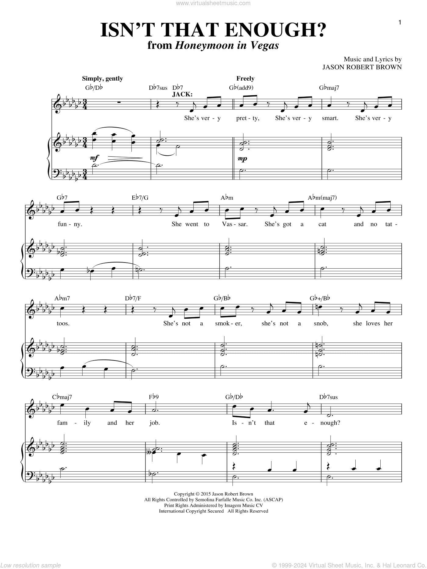Isn't That Enough? (from Honeymoon in Vegas)