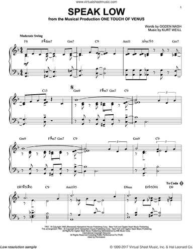 Speak Low [Jazz version] (arr. Brent Edstrom)