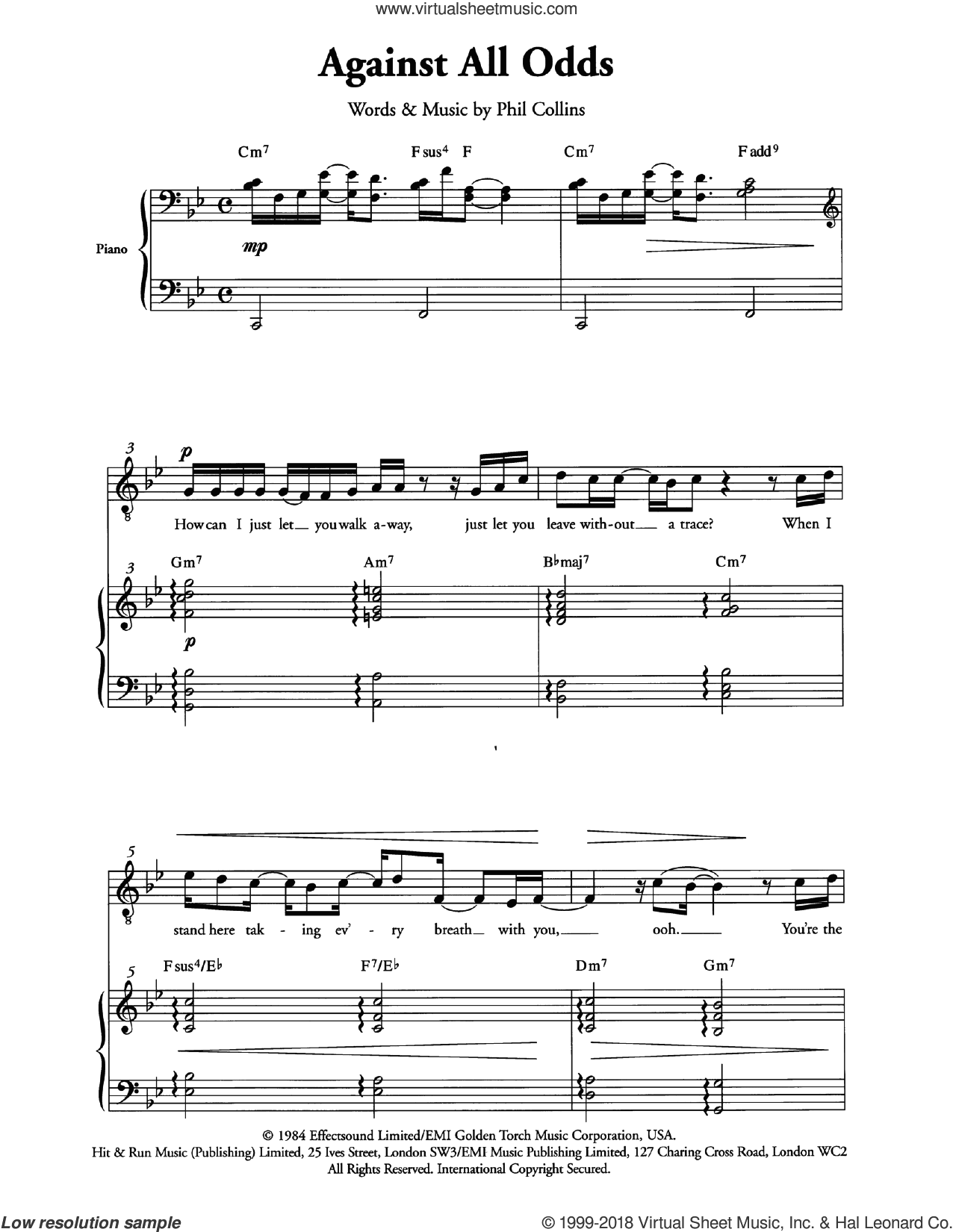 Against All Odds (Take A Look At Me Now) (Arr. Berty Rice)