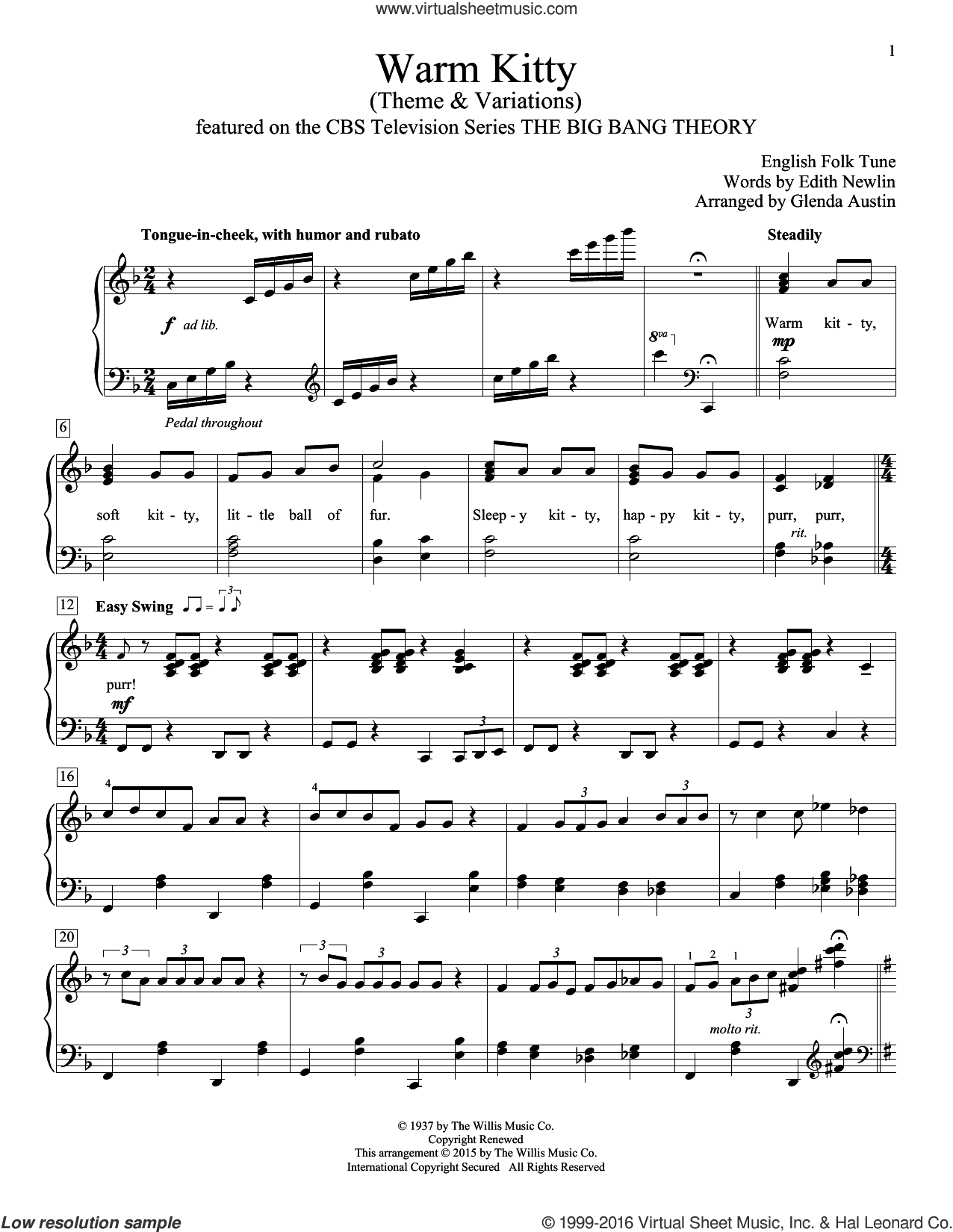 Warm Kitty (arr. Glenda Austin)
