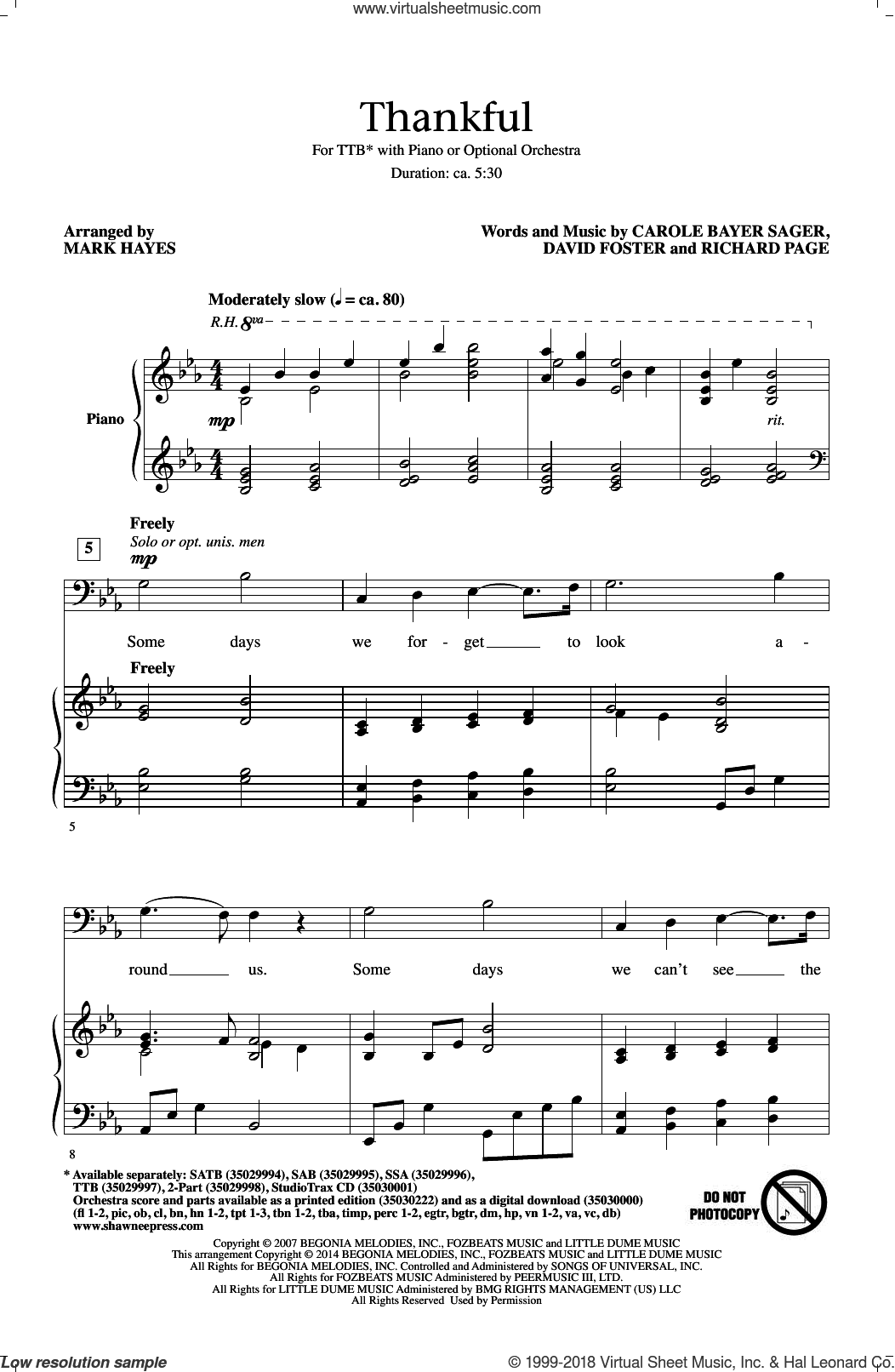 Thankful (arr. Mark Hayes)