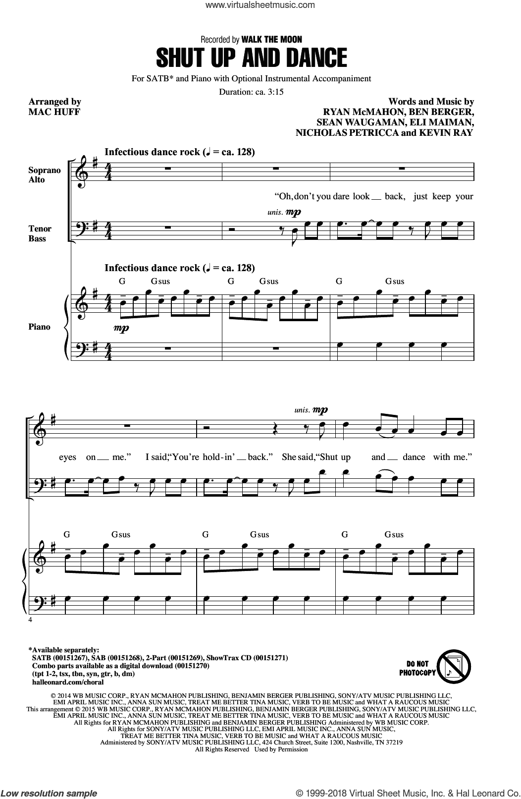 Shut Up And Dance (arr. Mac Huff)