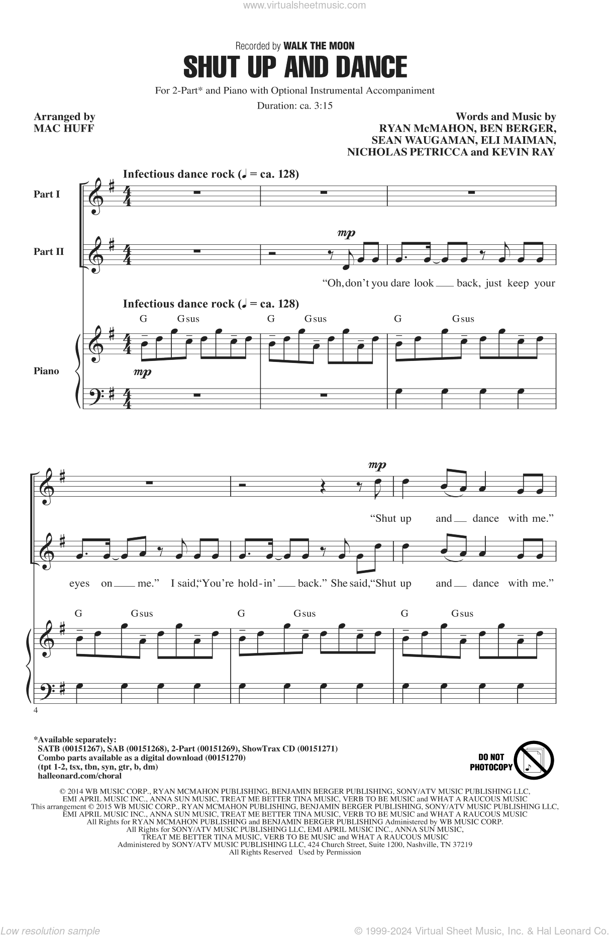 Shut Up And Dance (arr. Mac Huff)