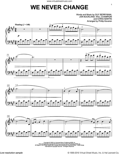 We Never Change [Classical version] (arr. Phillip Keveren)