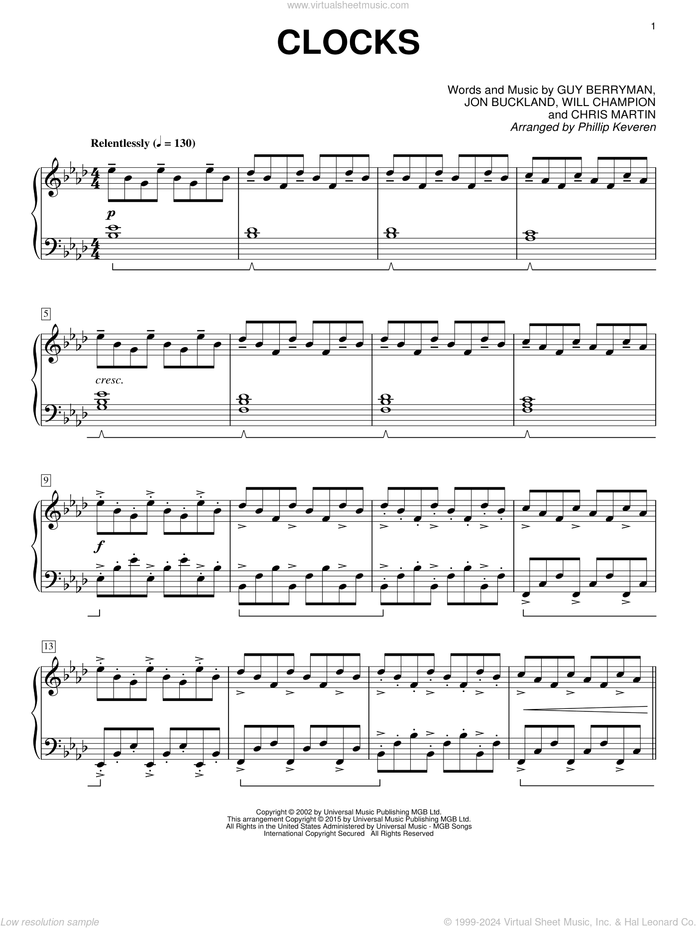 Clocks [Classical version] (arr. Phillip Keveren)
