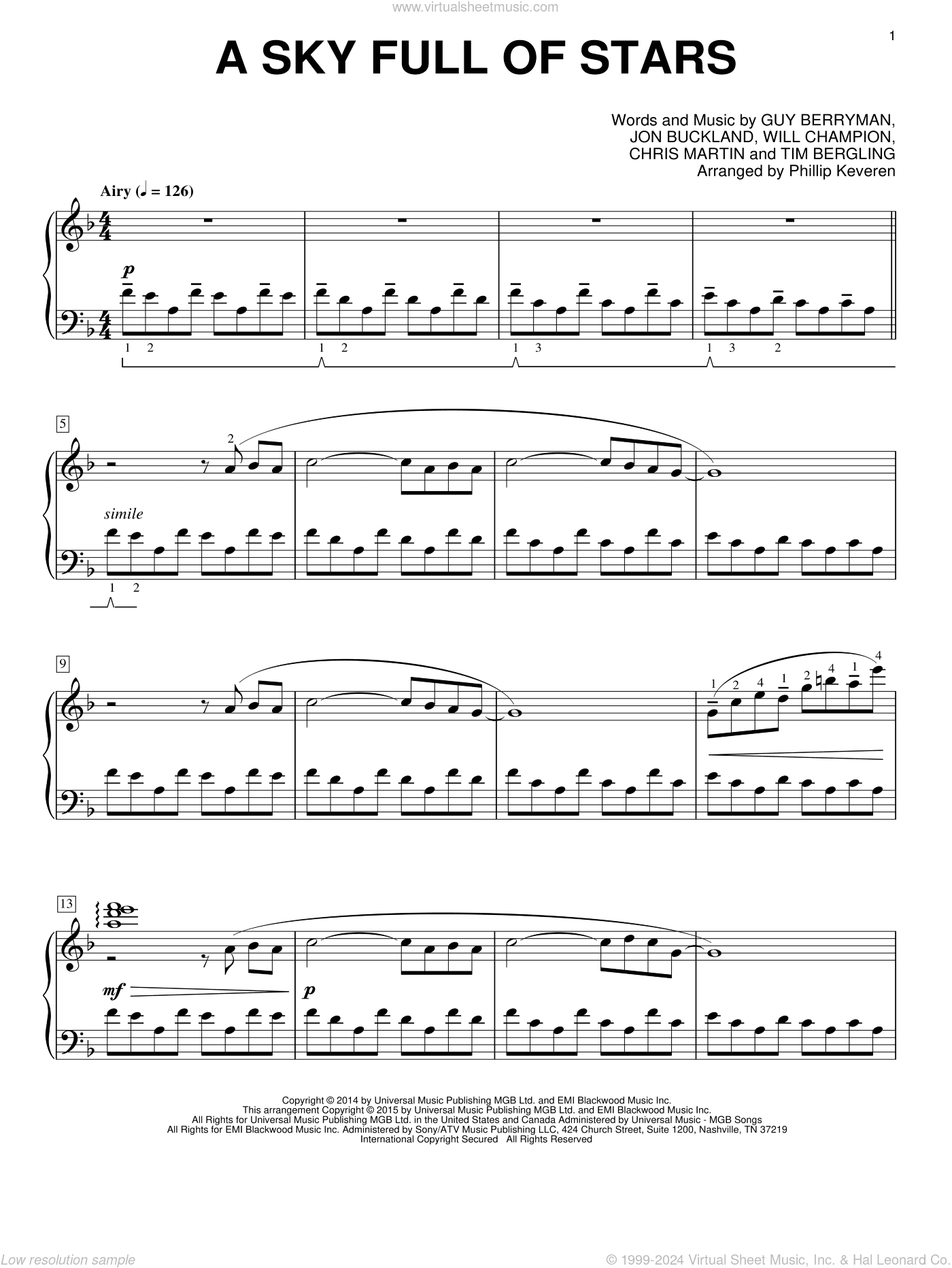 A Sky Full Of Stars [Classical version] (arr. Phillip Keveren)