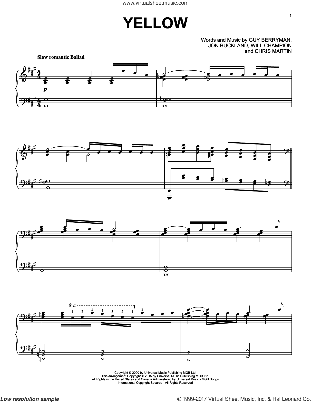 Yellow [Jazz version]