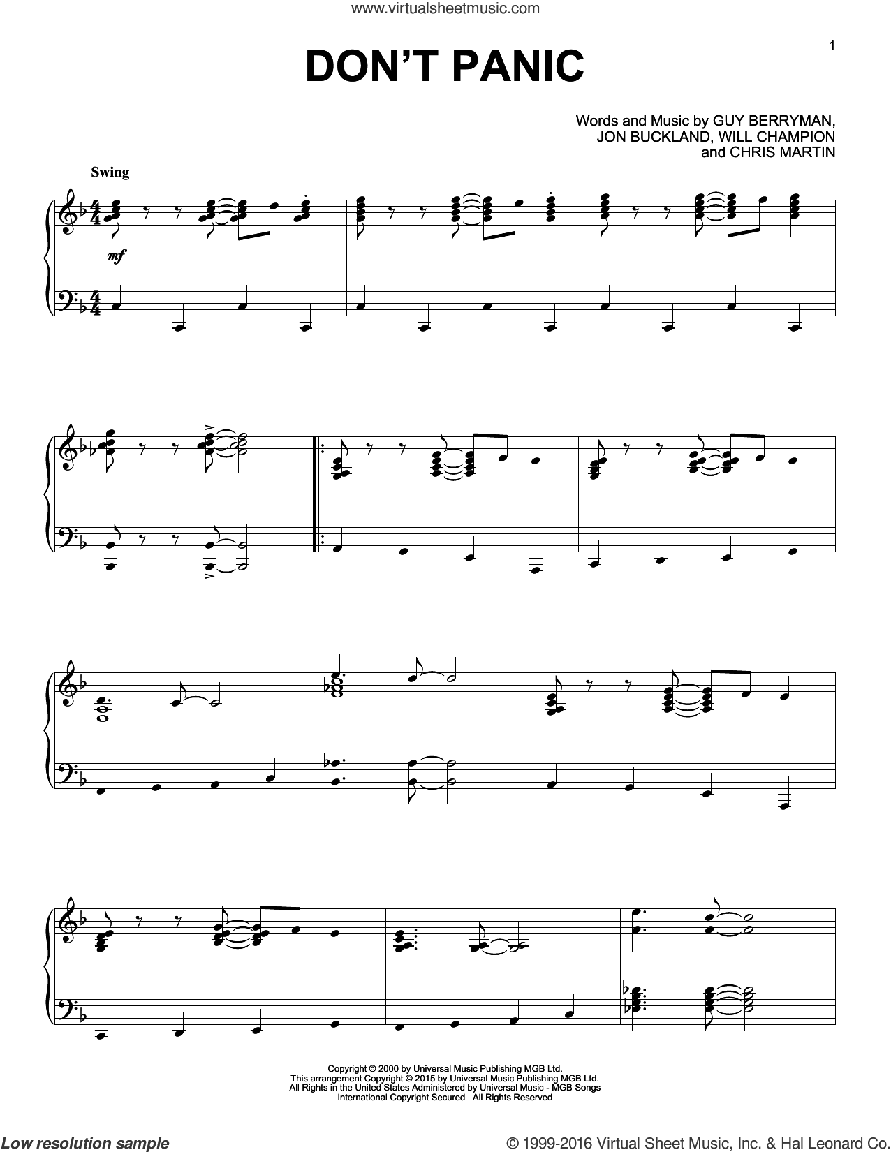 Don't Panic [Jazz version]