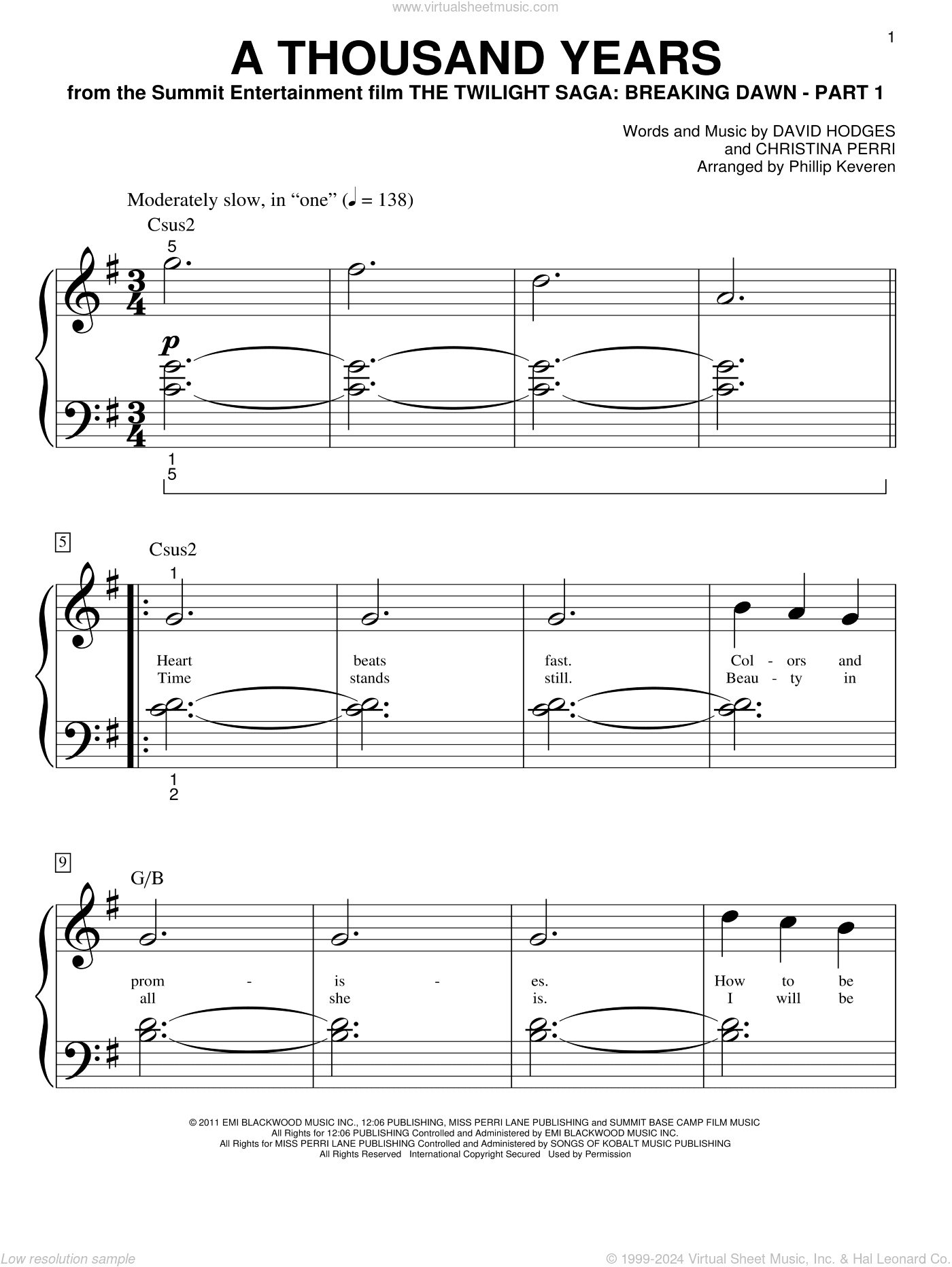 A Thousand Years (arr. Phillip Keveren)
