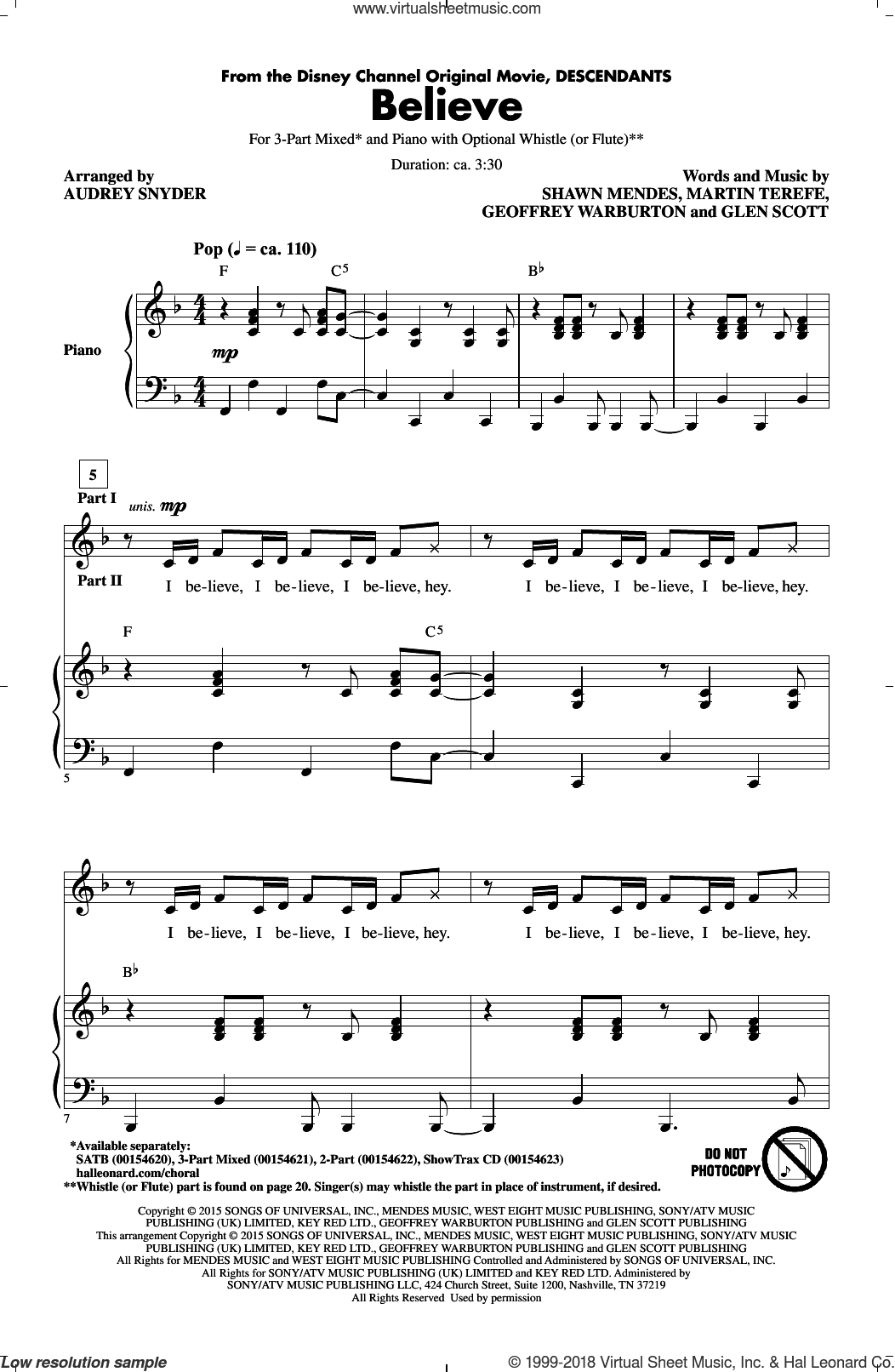 Believe (from Descendants) (arr. Audrey Snyder)