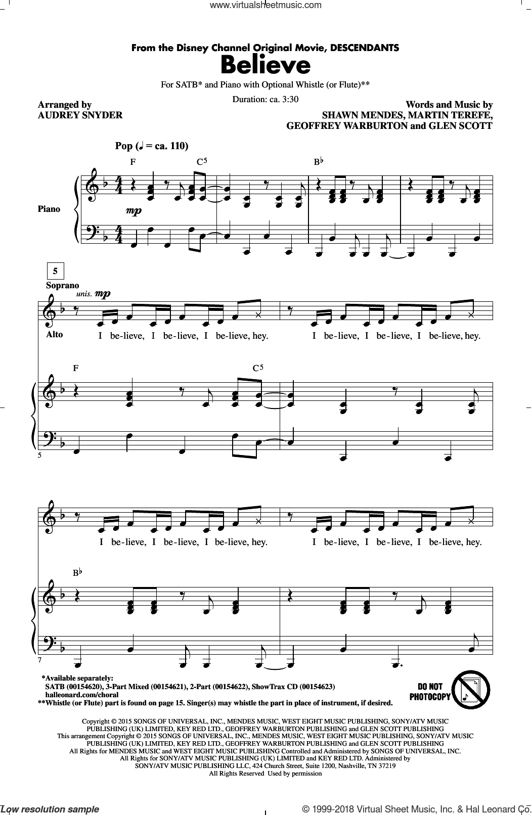 Believe (from Descendants) (arr. Audrey Snyder)