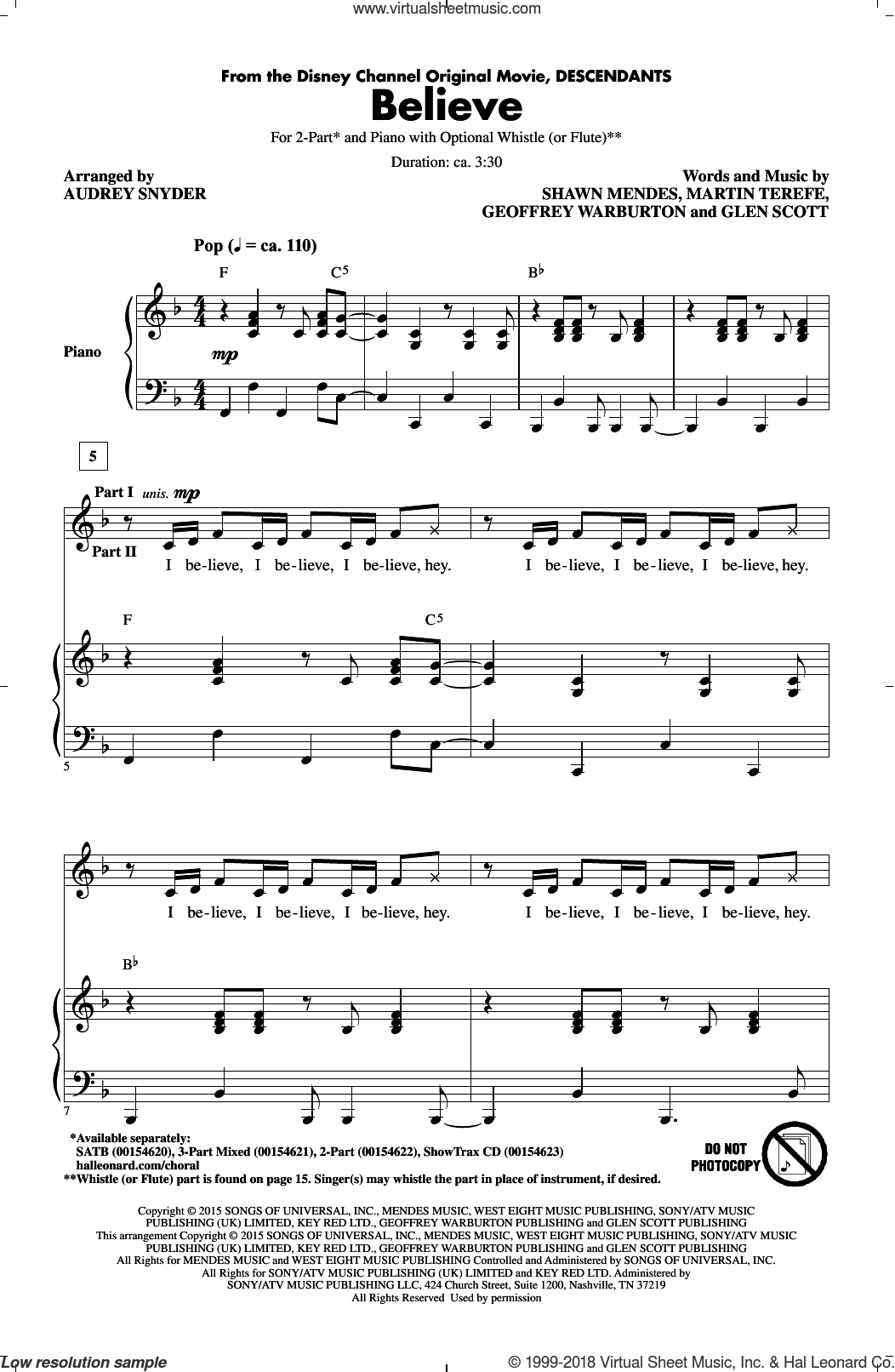 Believe (from Descendants) (arr. Audrey Snyder)