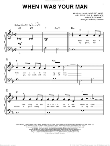 When I Was Your Man (arr. Phillip Keveren)