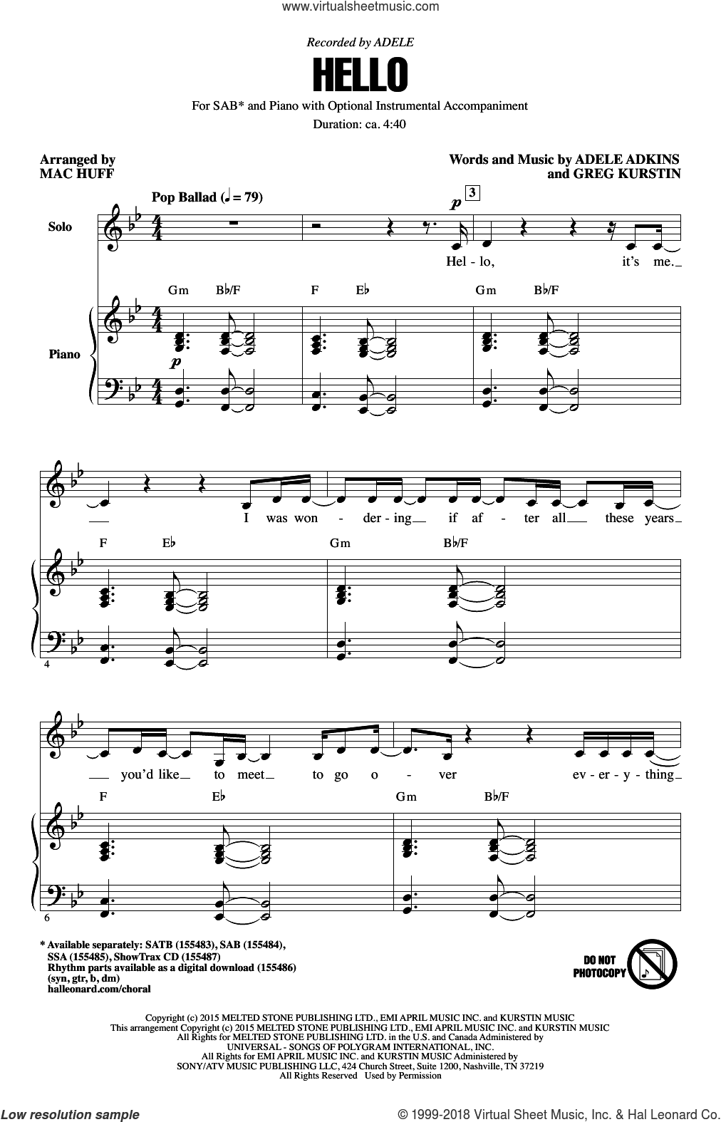Hello (arr. Mac Huff)