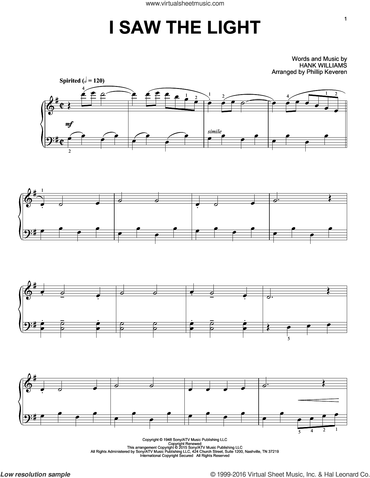 I Saw The Light (arr. Phillip Keveren)
