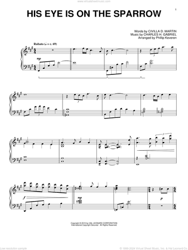 His Eye Is On The Sparrow (arr. Phillip Keveren)