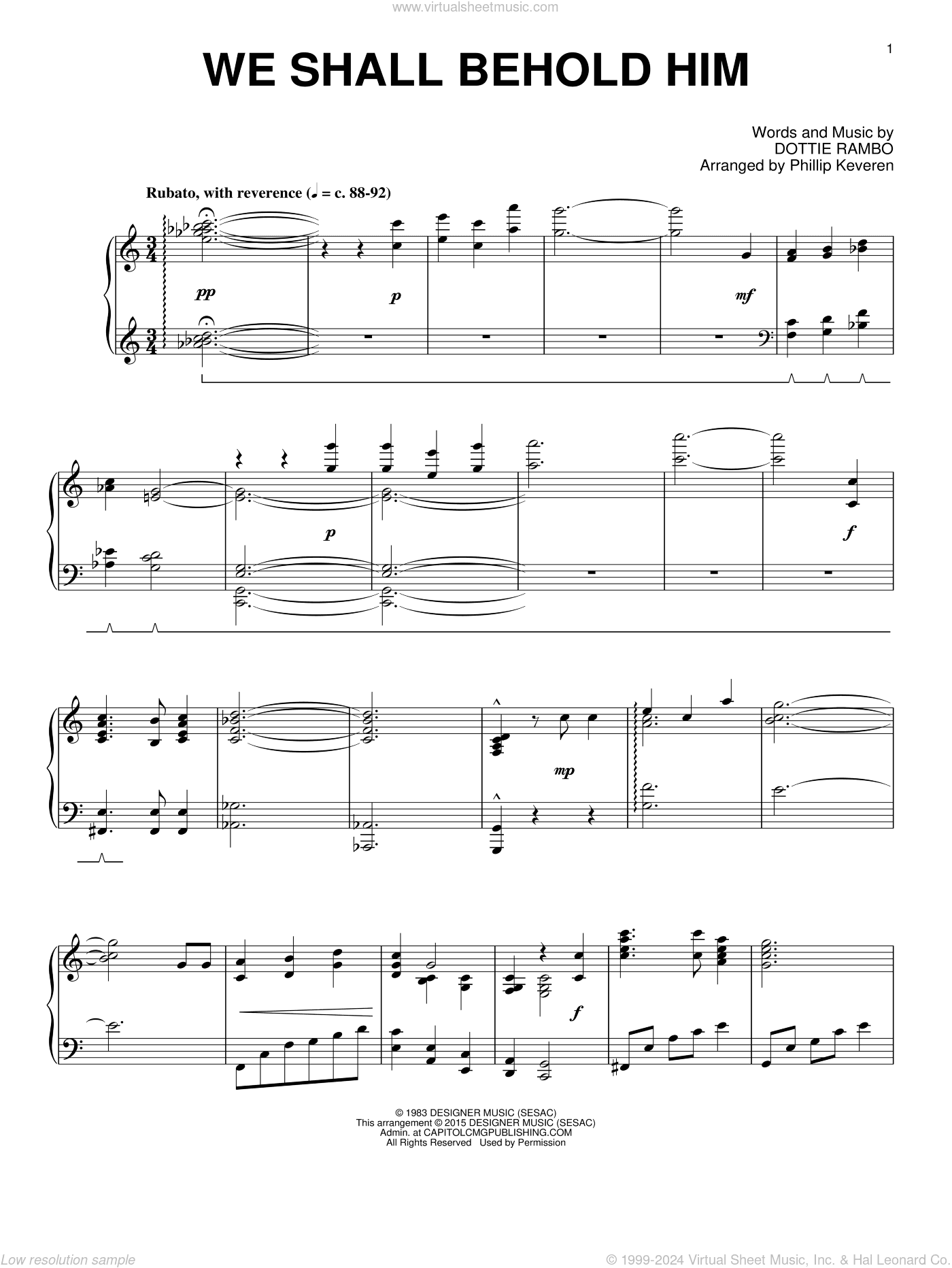 We Shall Behold Him (arr. Phillip Keveren)