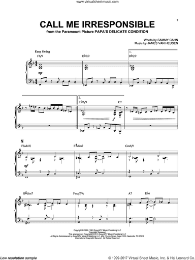 Call Me Irresponsible [Jazz version] (arr. Brent Edstrom)