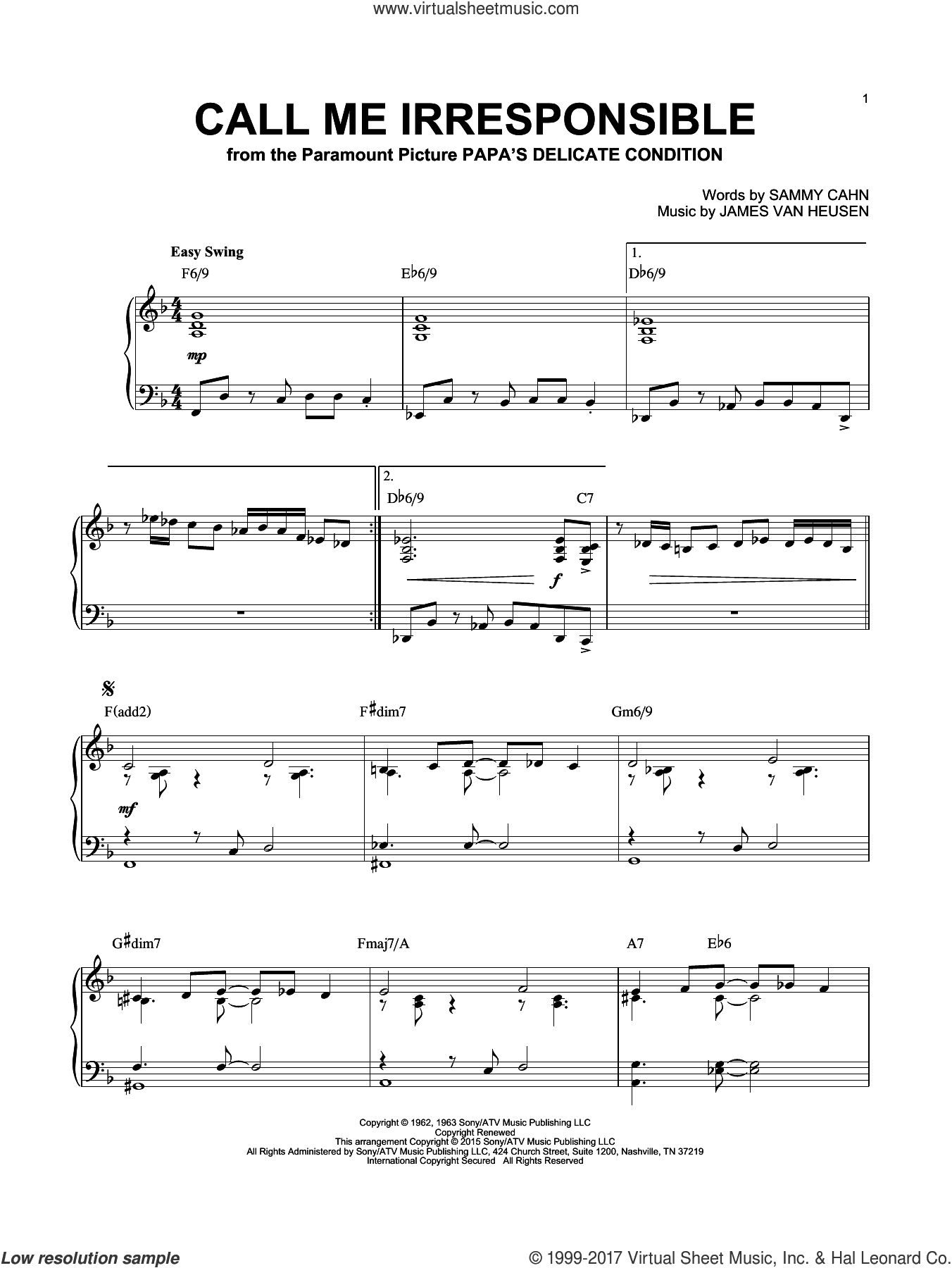 Call Me Irresponsible [Jazz version] (arr. Brent Edstrom)