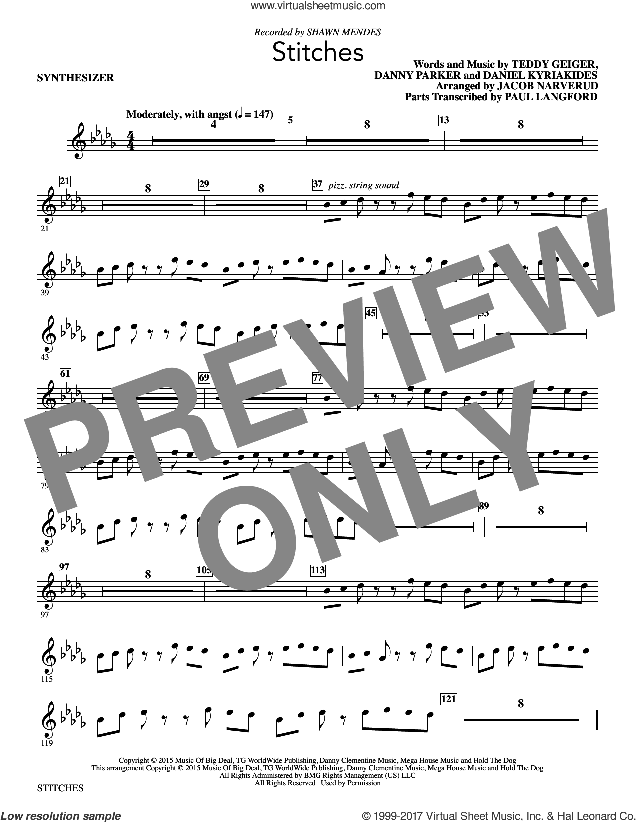 Stitches (arr. Jacob Narverud) (complete set of parts)