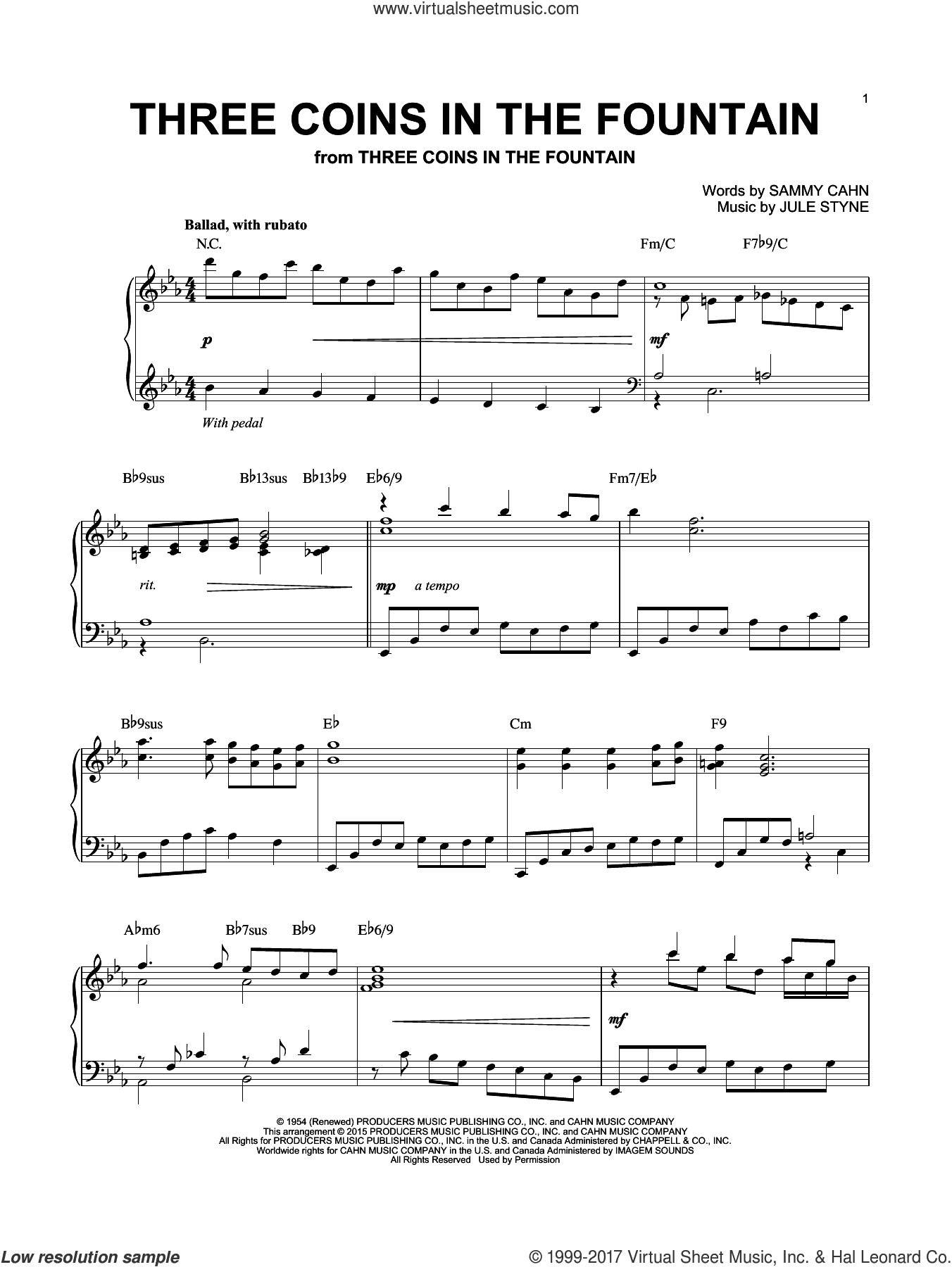 Three Coins In The Fountain [Jazz version] (arr. Brent Edstrom)