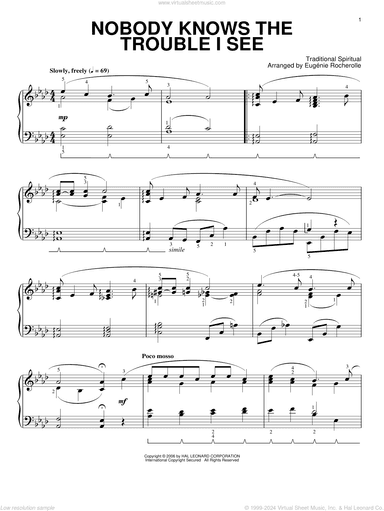 Nobody Knows De Trouble I See, (intermediate)