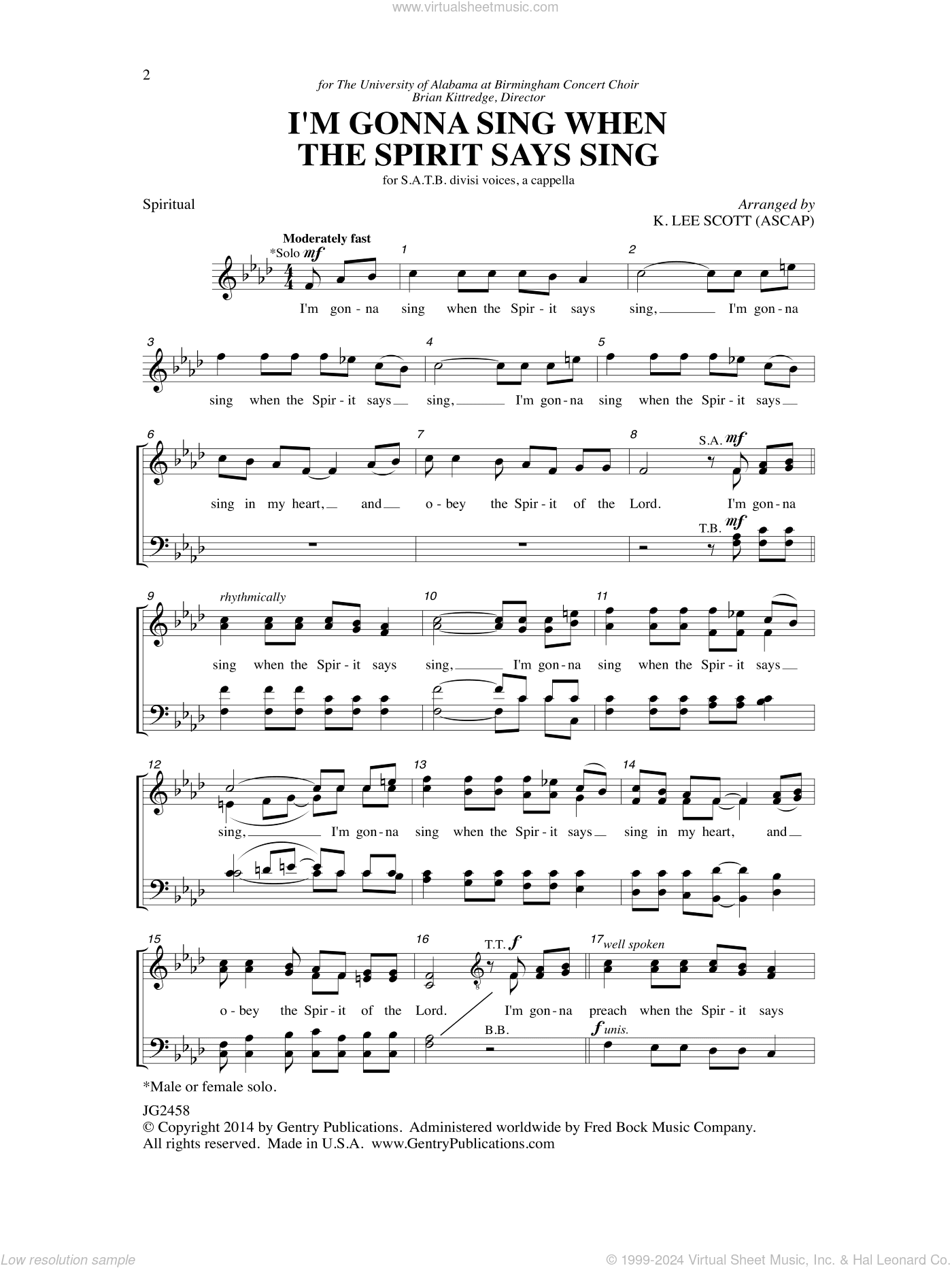 I'm Gonna Sing When the Spirit Says Sing