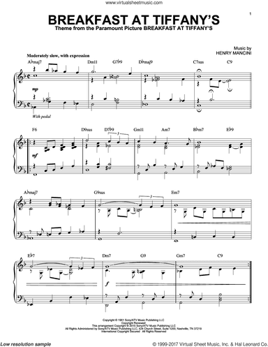 Breakfast At Tiffany's [Jazz version] (arr. Brent Edstrom)
