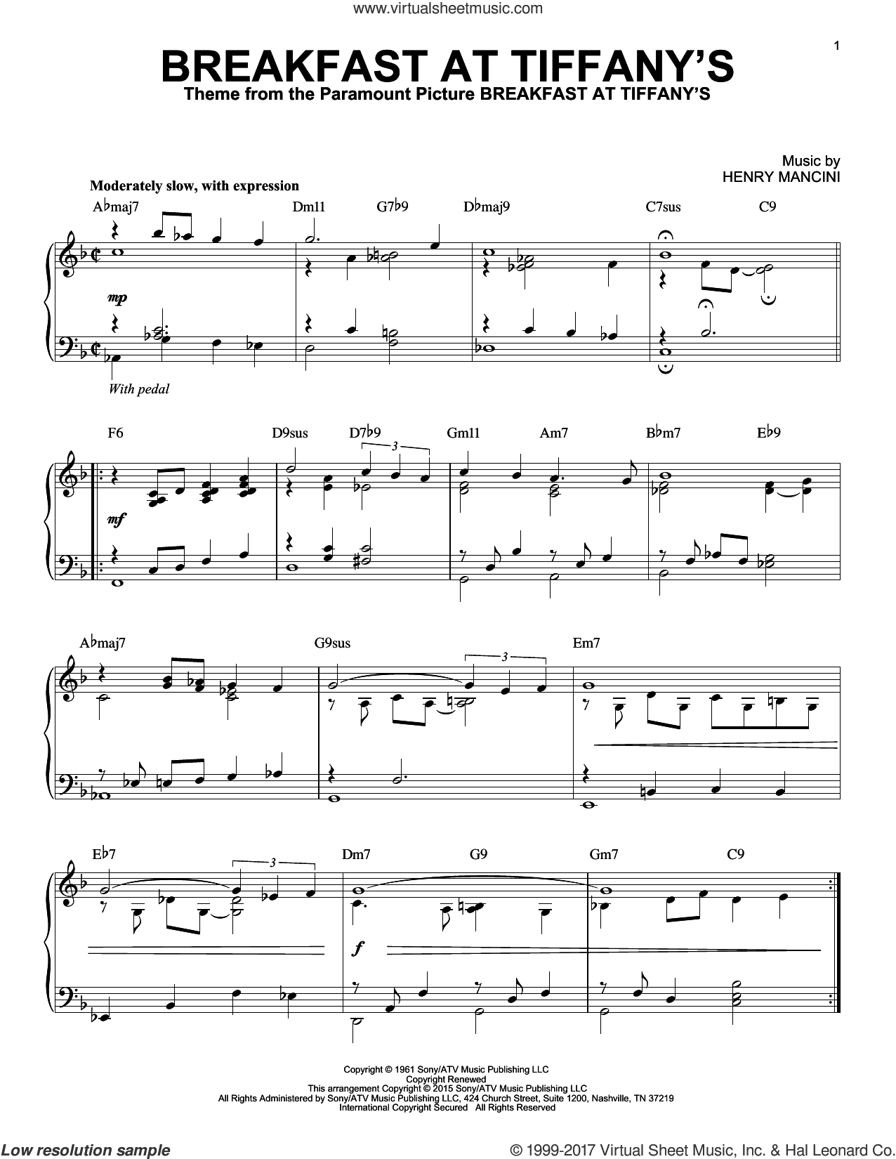 Breakfast At Tiffany's [Jazz version] (arr. Brent Edstrom)