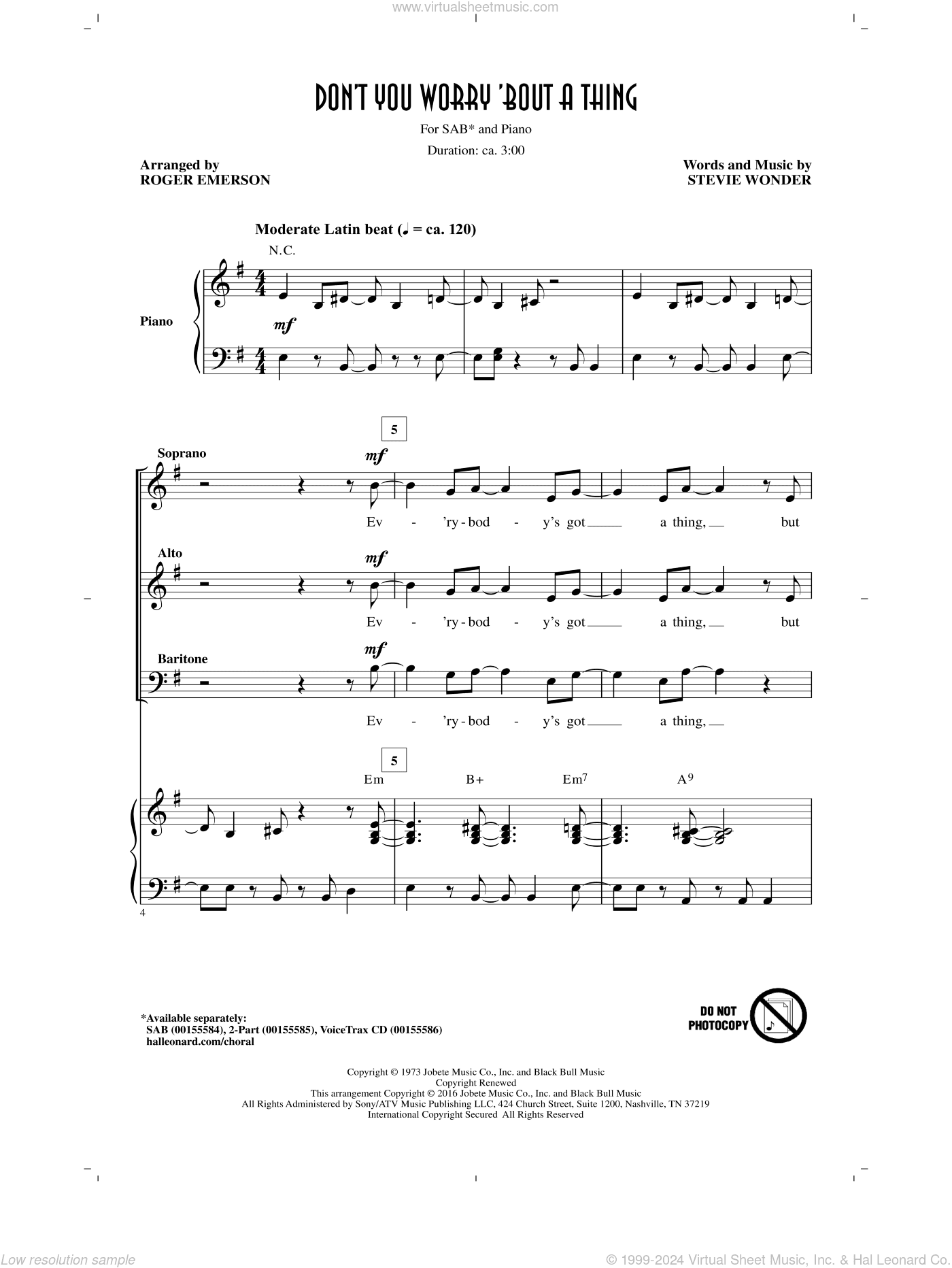 Don't You Worry 'Bout A Thing (arr. Roger Emerson)