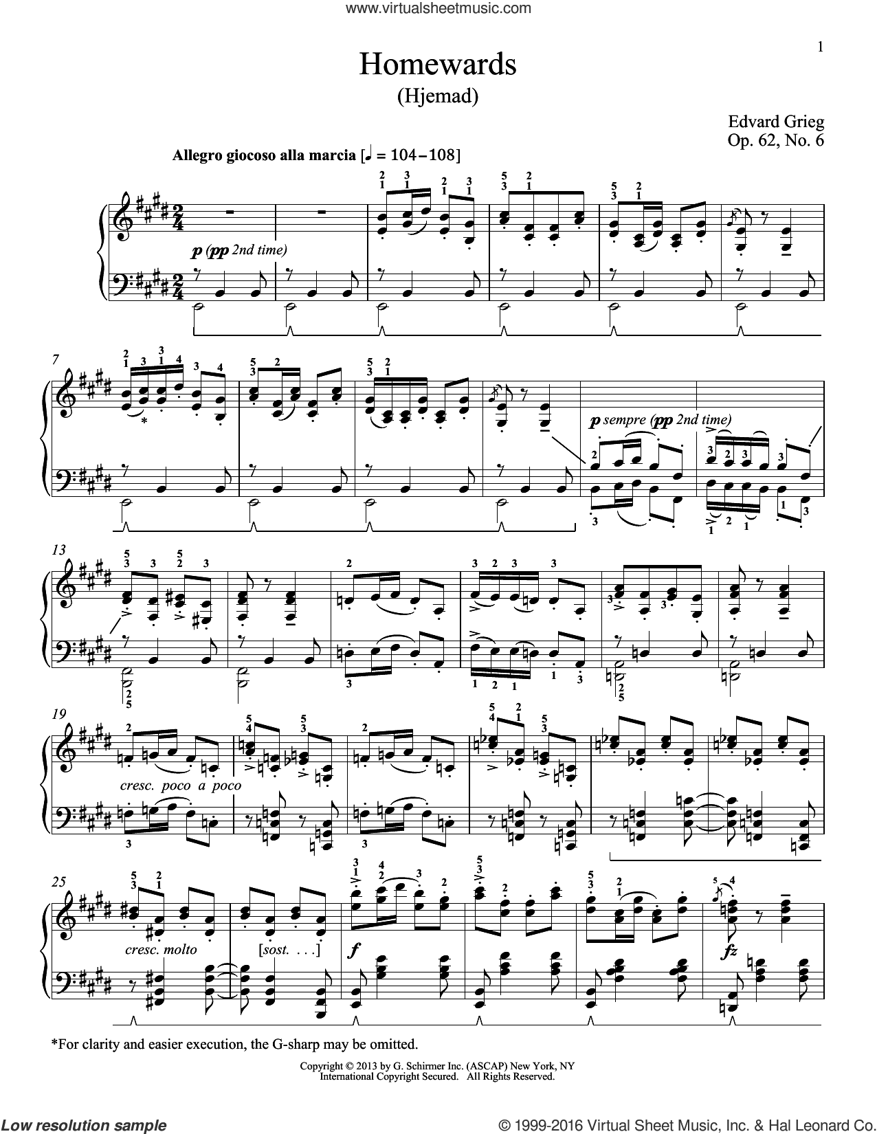 Homewards (Hjemad), Op. 62, No. 6