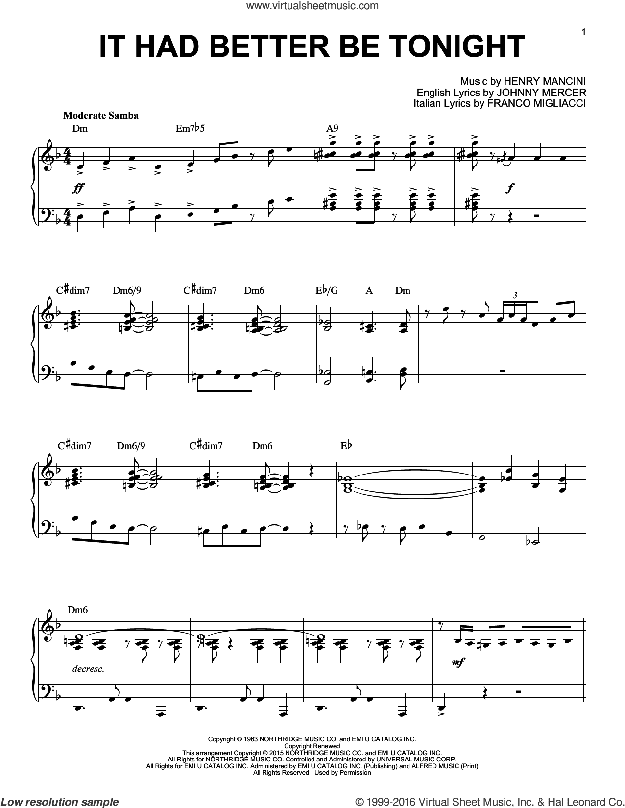 It Had Better Be Tonight [Jazz version] (arr. Brent Edstrom)
