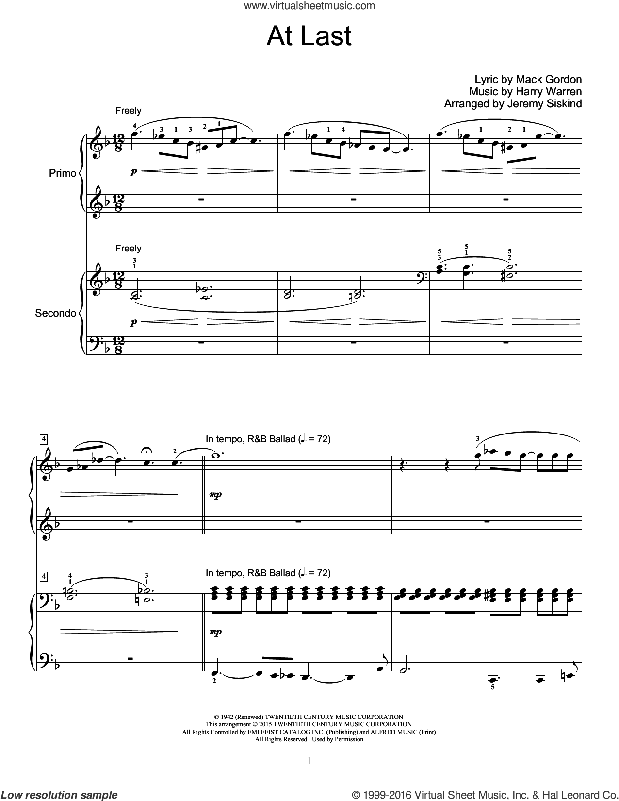 At Last (arr. Jeremy Siskind)