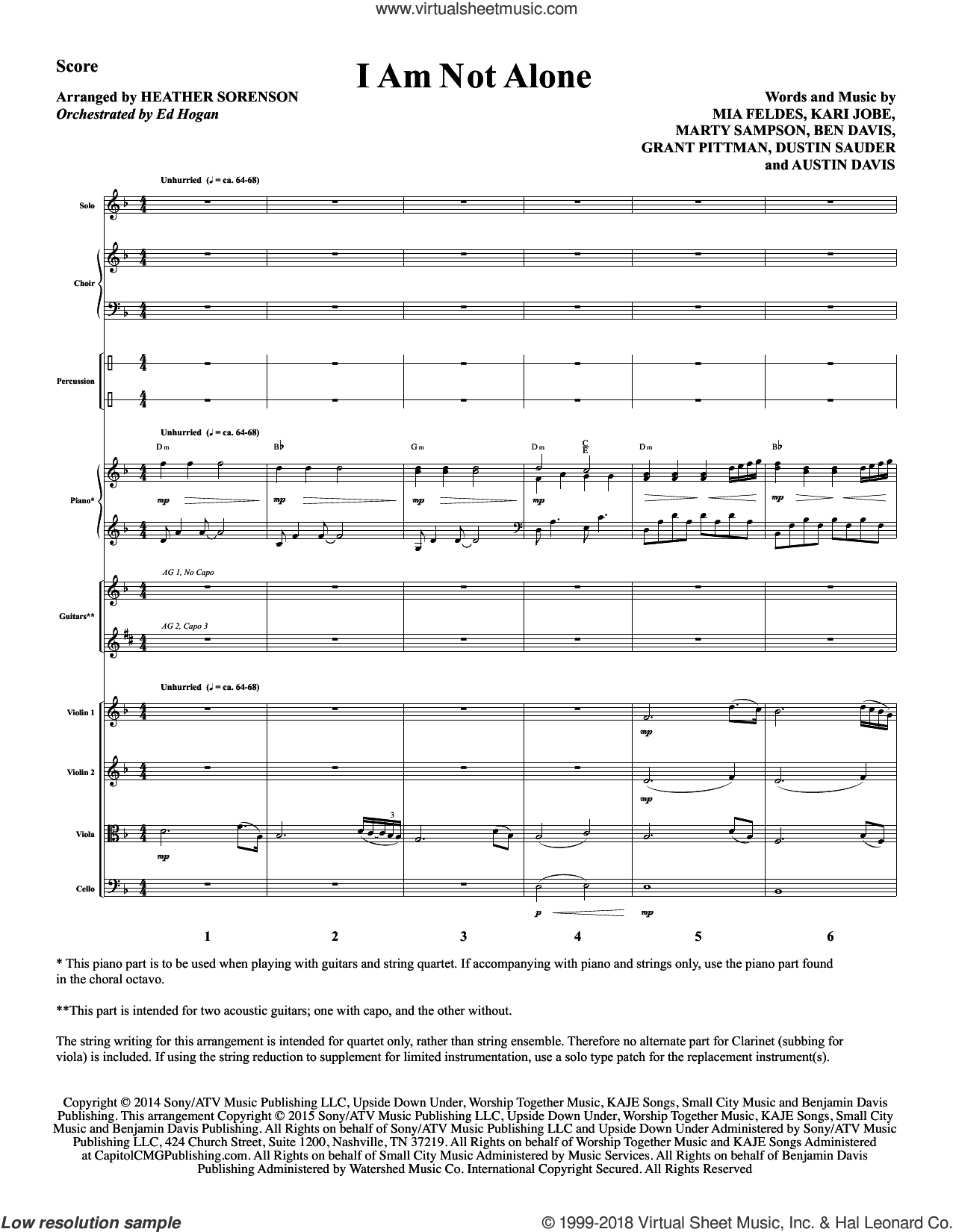 I Am Not Alone (arr. Heather Sorenson) (COMPLETE)