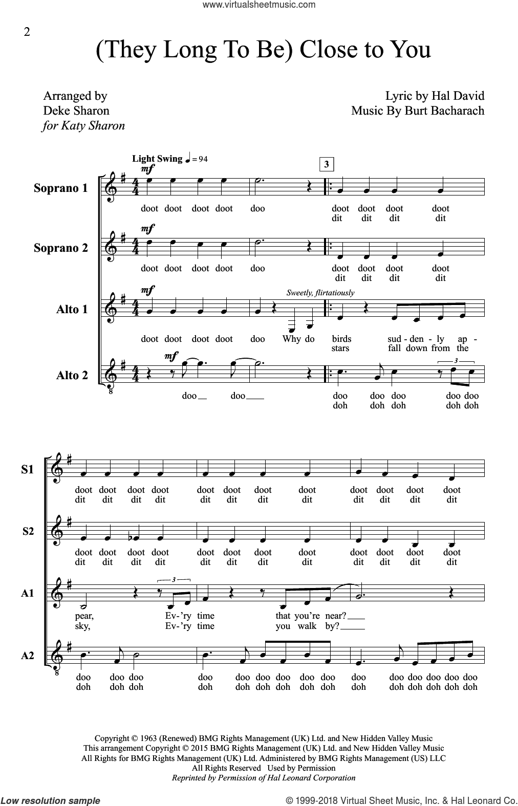 (They Long To Be) Close To You (arr. Deke Sharon)
